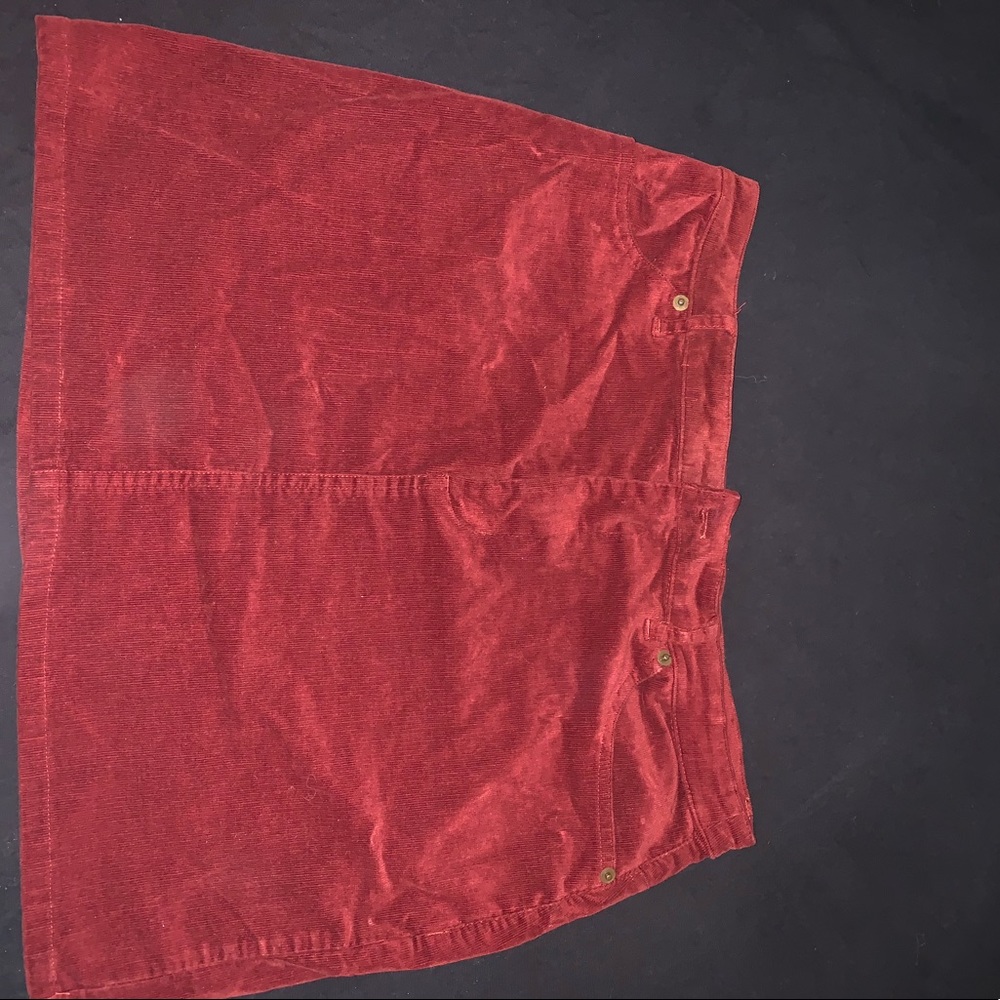 RED CORDUROY MINI SKIRT